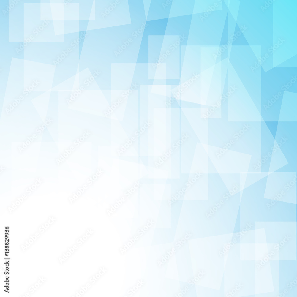Translucent variety square on blue background for abstract background concept