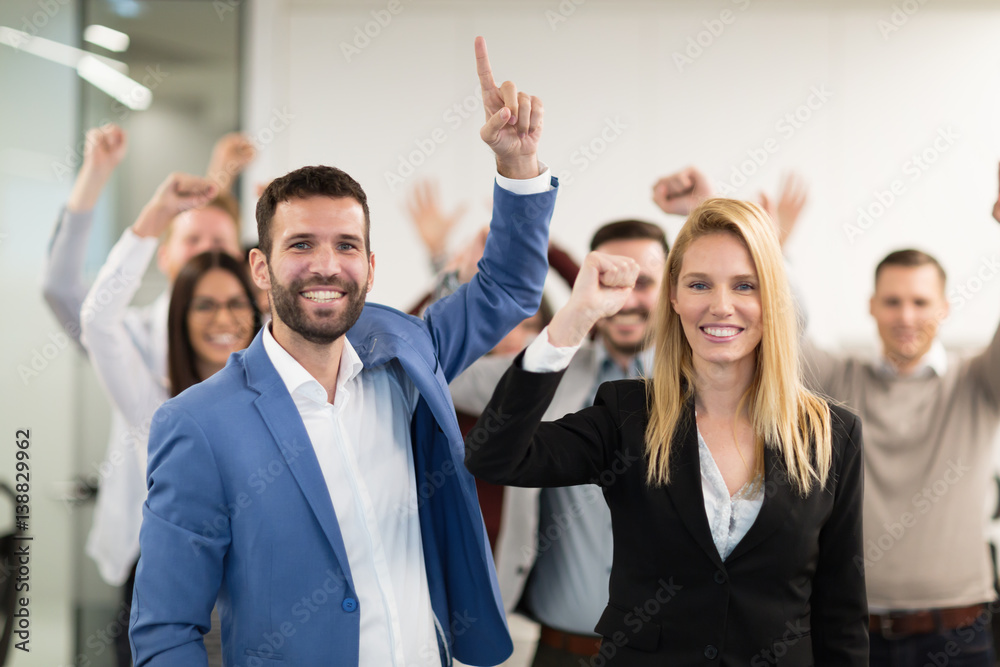 Group of successful business people happy in office Group of successful business people happy in office
