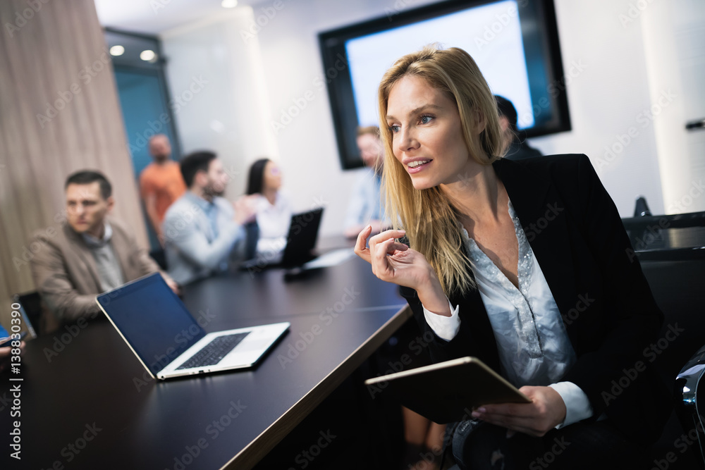 Business people conference in modern meeting room Business people conference in modern meeting room