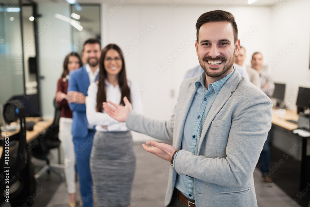 Group of successful business people happy in office Group of successful business people happy in office
