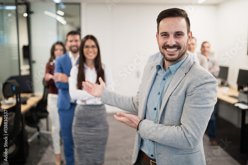 Group of successful business people happy in office