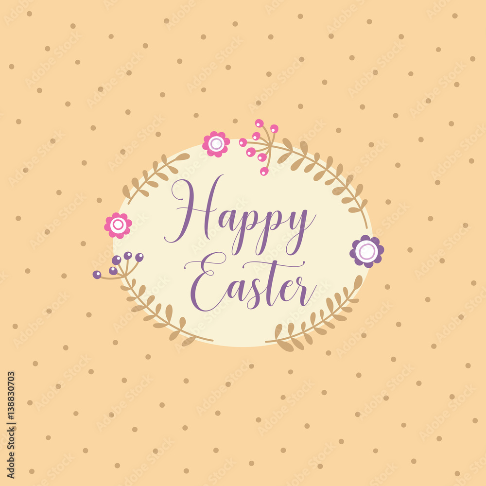 Holiday background with inscription Happy Easter. Vector illustration.