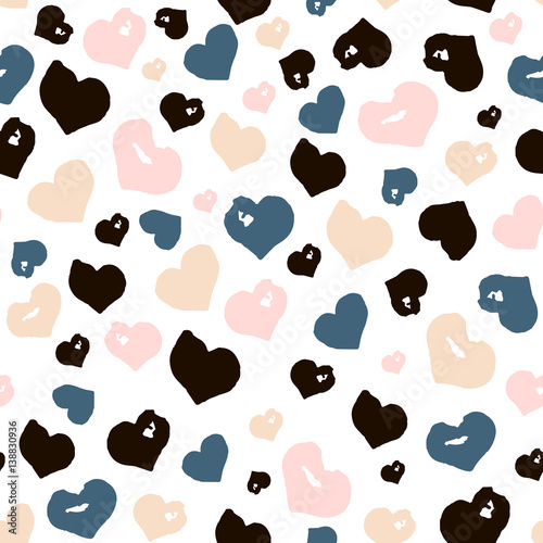 Seamless pattern with hand drawn hearts. Creative expressive background