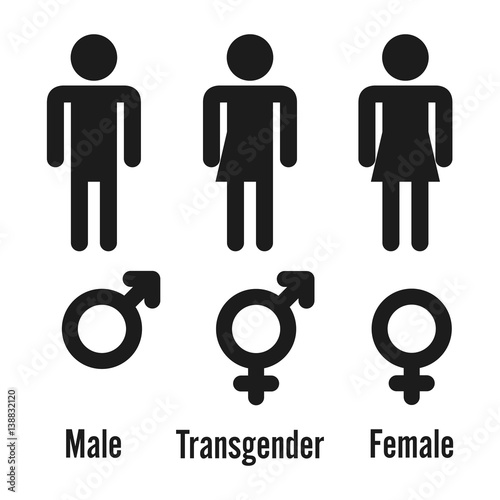 Transgender Male. Set Of Symbols. Isolated On White Background. Unisex. Stylized Human Icon Silhouettes. Stock Vector Illustration.