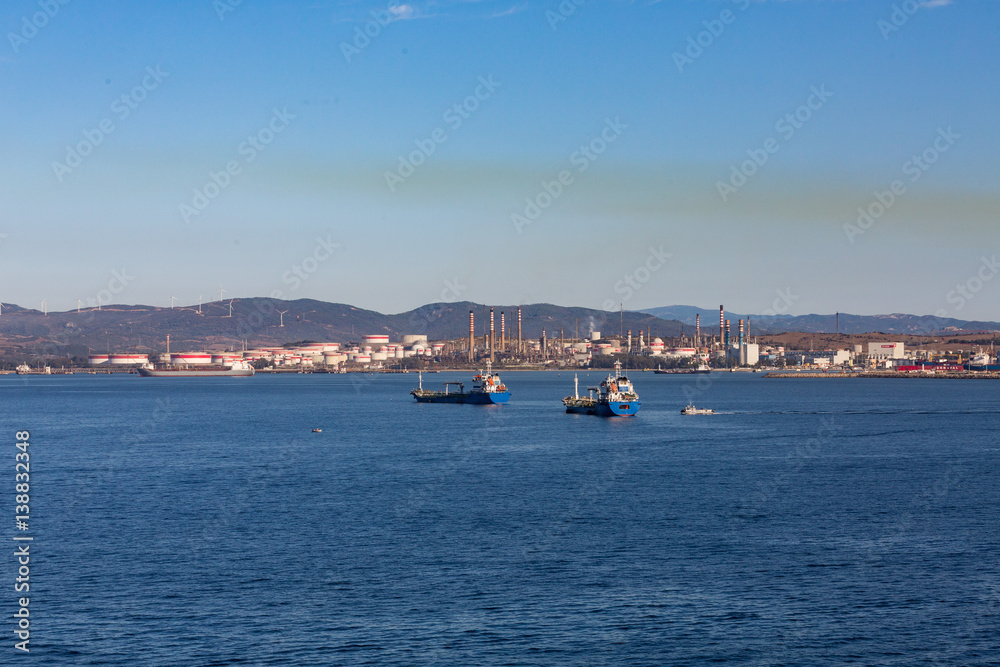 Two Blue Freighters in Gibralter