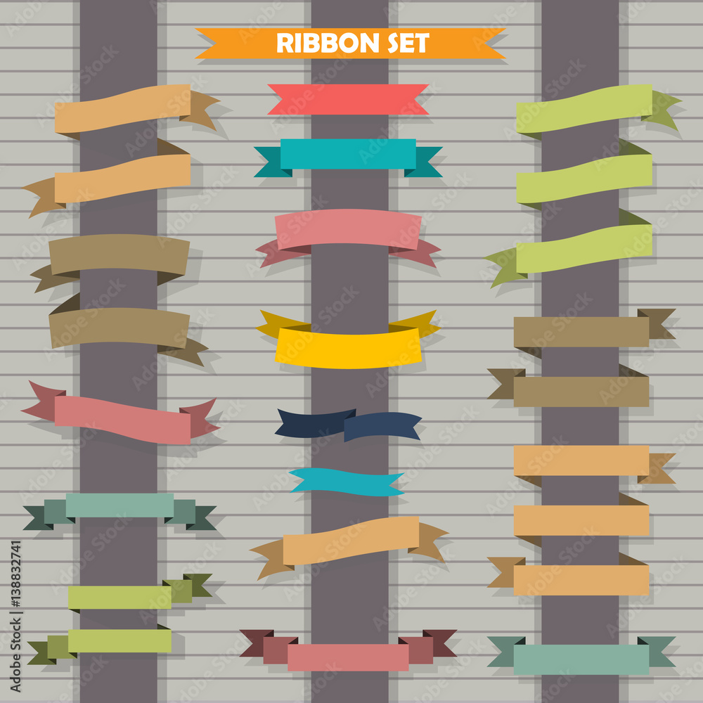 Ribbon banner isolated shapes illustration of gift and accessory. Ribbon vector icon set on white background. Label, badge borders collection. Ribbon banner isolated shapes illustration of gift and accessory. Ribbon vector icon set on white background. Label, badge borders collection.