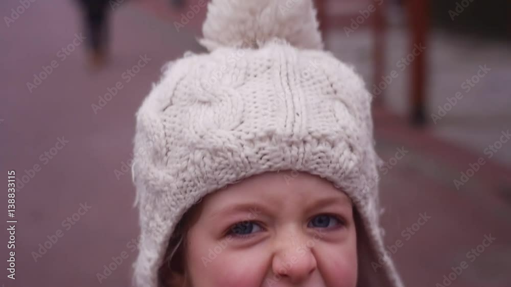 the Little Girl Pretends That She a Tiger