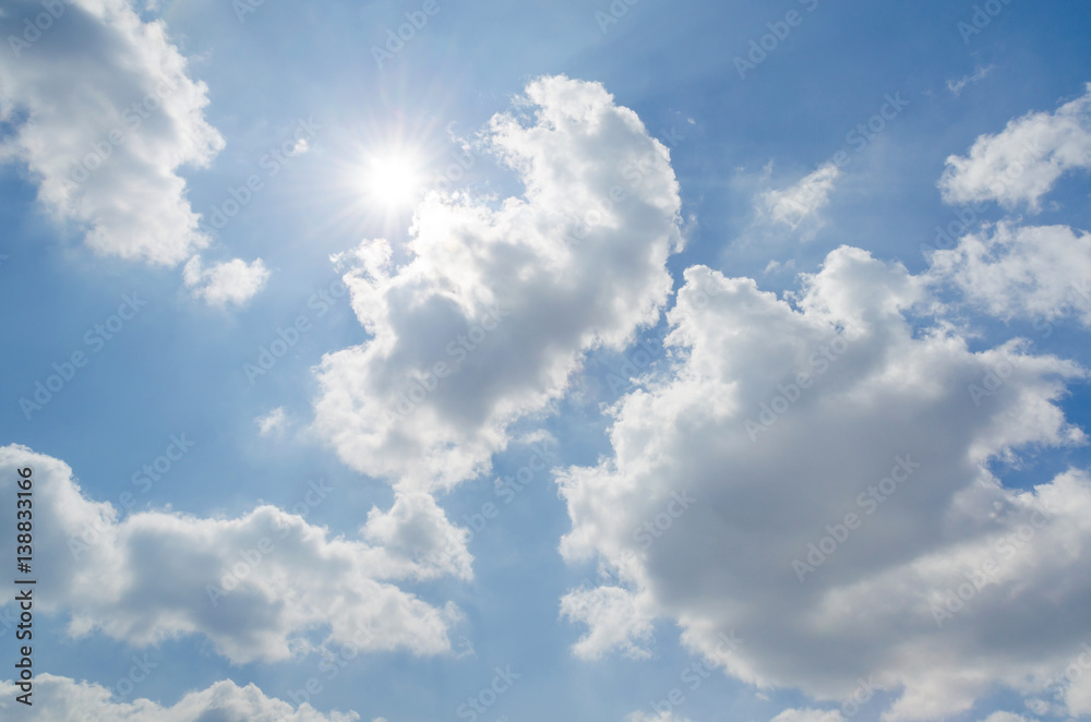 Sunshine on blue sky with white cloud Sunshine on blue sky with white cloud
