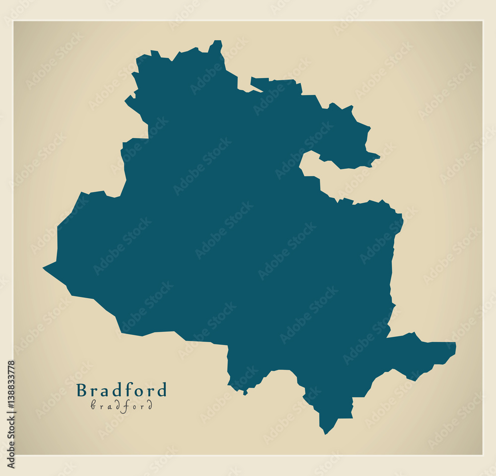 Modern City Map - Bradford England illustration Modern City Map - Bradford England illustration