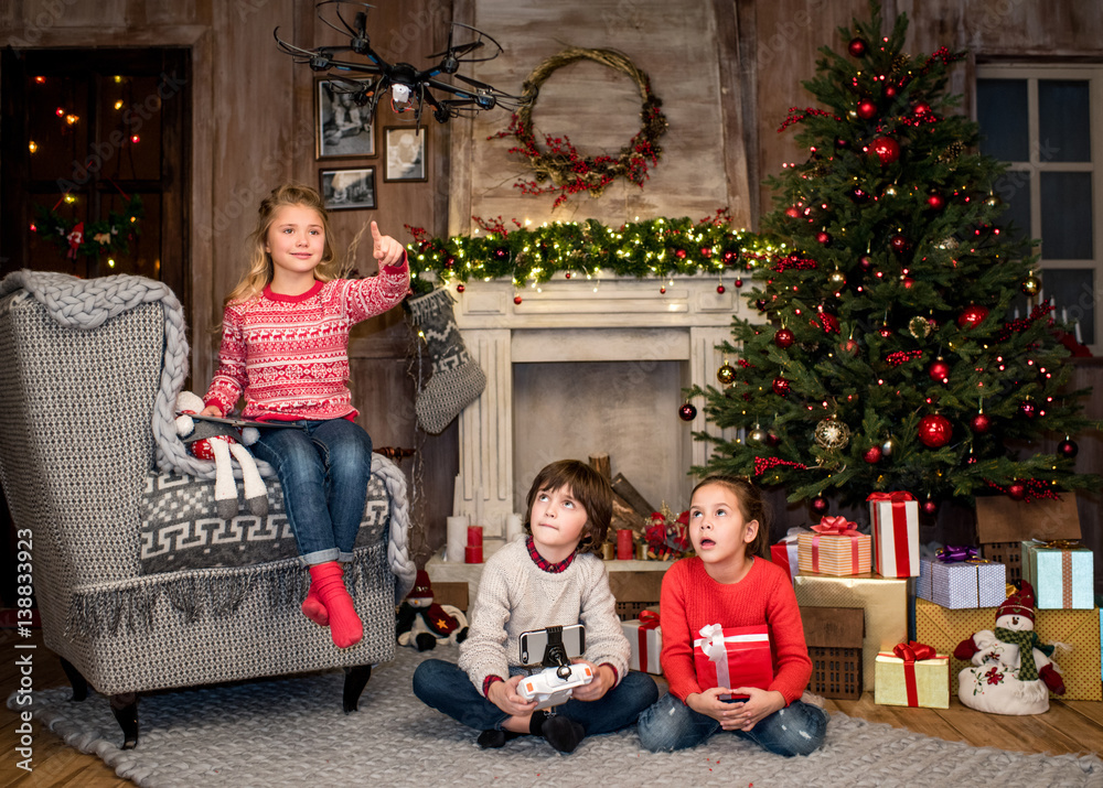 children using hexacopter drone