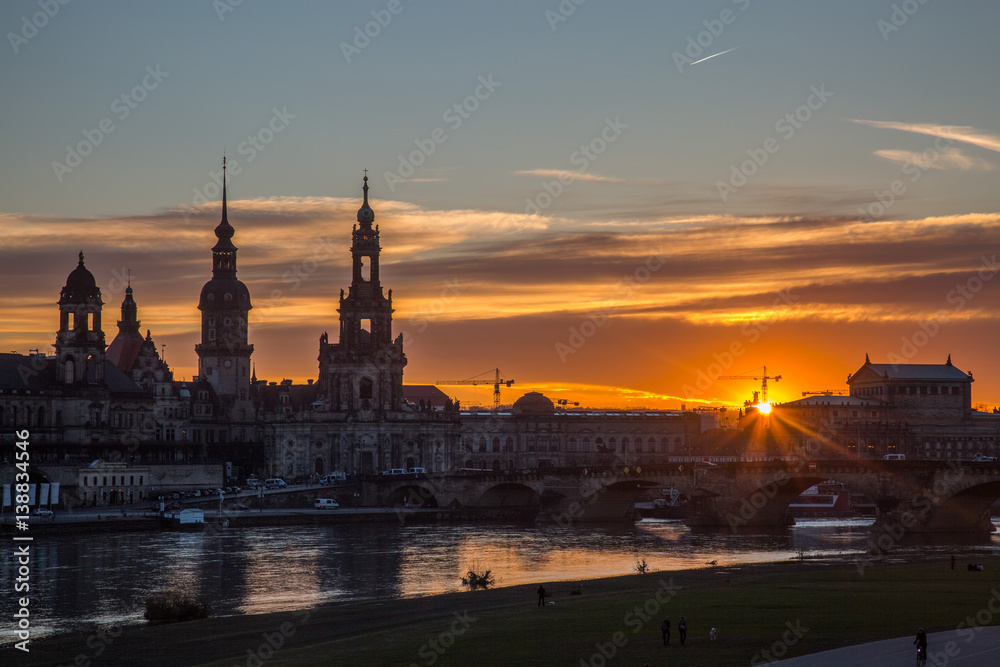 Dresden Altstadt bei Sonnenuntergang
