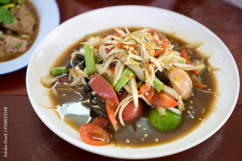 The famous Thai food call "Papaya Salad"