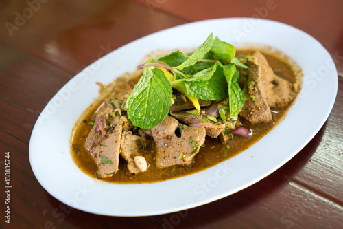 The famous Thai spicy food call "Liver Salad"