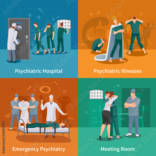 Psychiatric Illnesses Concept Icons Set