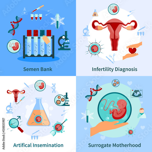  Artificial Insemination Concept Icons Set 