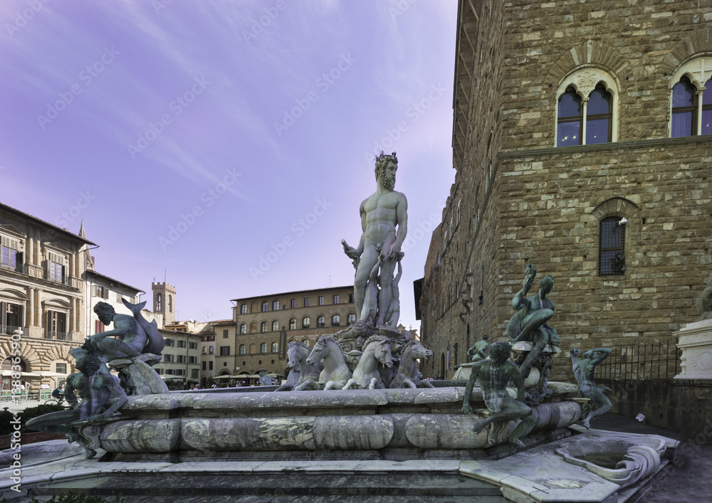 Neptune Fountain, Piazza della Signoria, Palazzo Vecchio_Florence, Tuscany, Italy