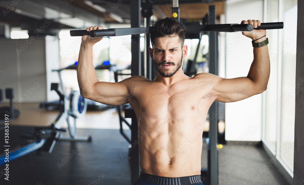 Man working out in gym