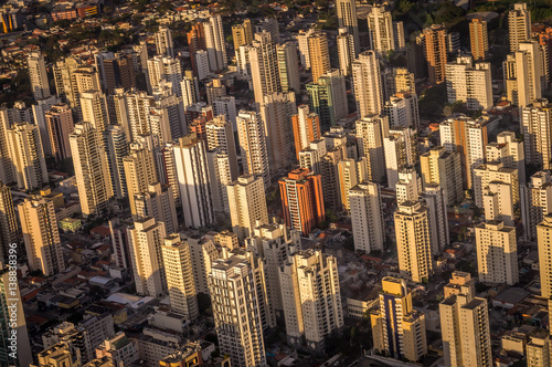 Aerial view of Sao Paulo skyline near airport