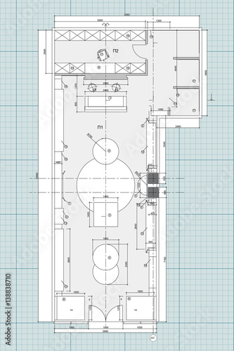 Standard office furniture symbols on floor plans