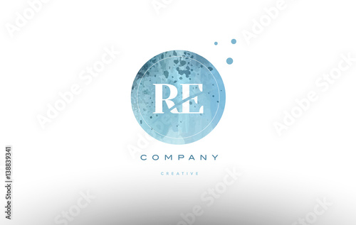 re r e  watercolor grunge vintage alphabet letter logo