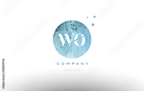 wo w o watercolor grunge vintage alphabet letter logo