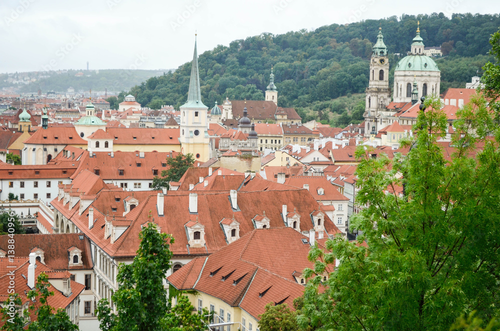 Fototapeta premium view of Prague city from hill