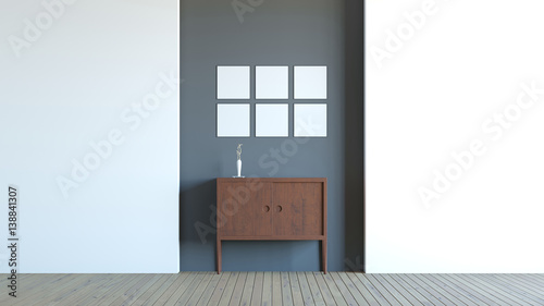 Modern interior composition of blank frame    3d render image.