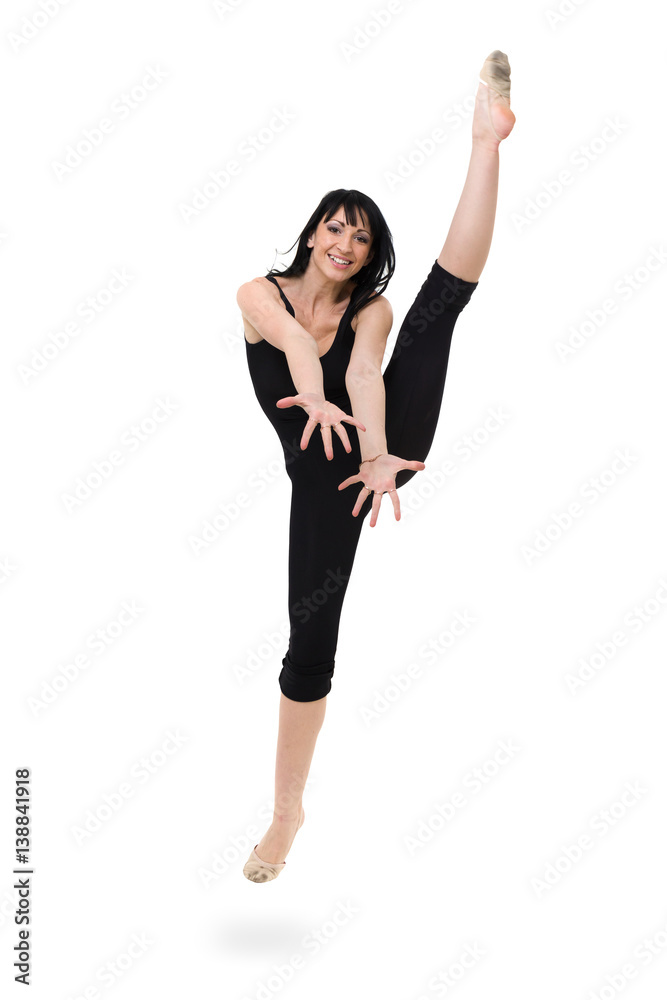 portrait of woman gymnast, isolated on white portrait of woman gymnast, isolated on white