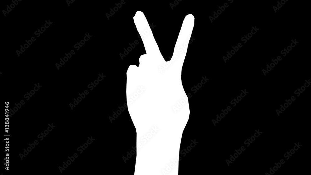 Gesture of victory. Alpha channel. 4K. Gesture of victory. Alpha channel. 4K.