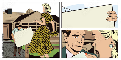 Agent real estate with the girl. House for sale. Rental of property.