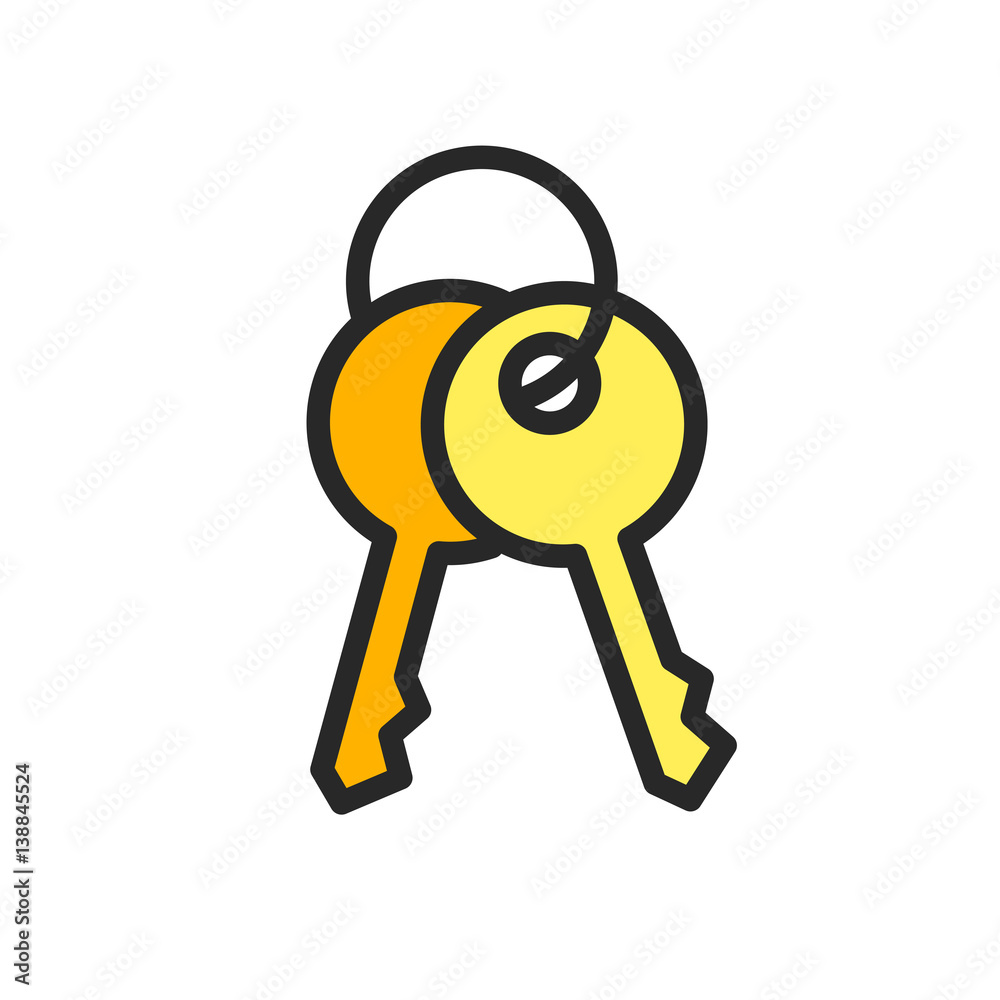 Vector icon of linear flat keys Vector icon of linear flat keys