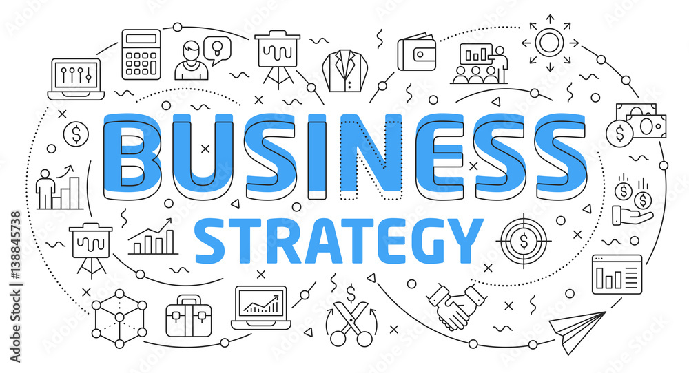 Linear flat illustration for presentations white background strategy