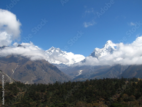 Mountain scenery of the Himalayas in Nepal