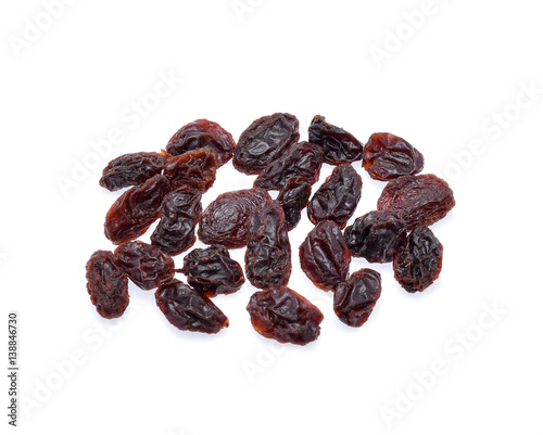 Dried raisins isolated on white background