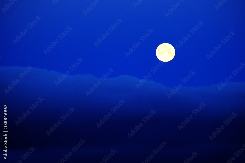 Full Moon Clouds Blue Night Sky Full Moon Clouds Blue Night Sky
