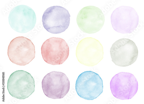 Colorful round watercolor stains