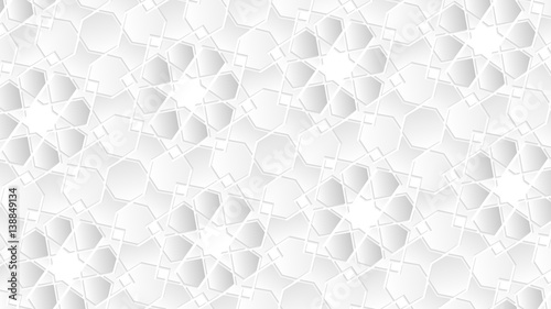 White geometric islamic wallpaper pattern as a background