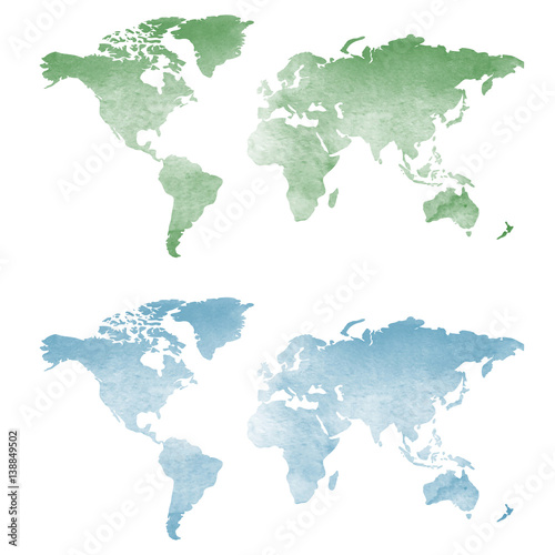 World map in watercolor texture