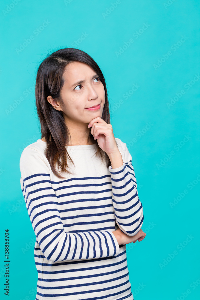 Woman thinking of the problem Woman thinking of the problem