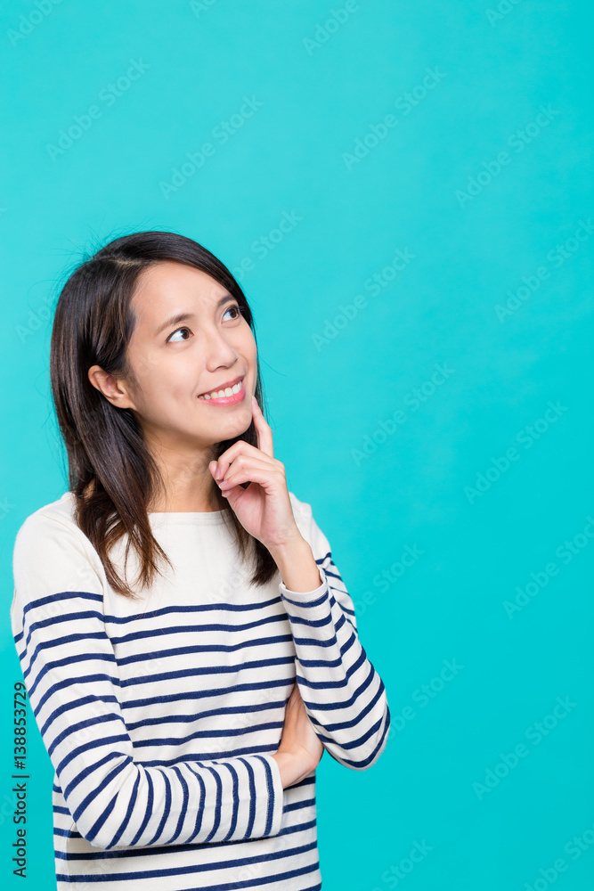Woman thinking of the idea Woman thinking of the idea