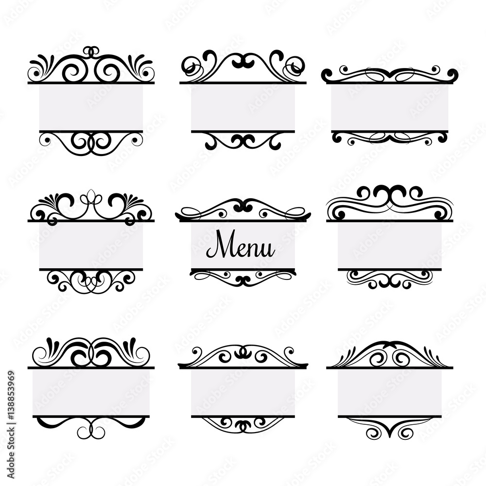 Art deco menu labels isolated on white background. Vintage vector elements Art deco menu labels isolated on white background. Vintage vector elements