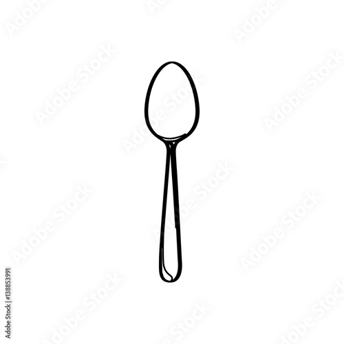 silhouette cutlery spoon kitchen elements vector illustration