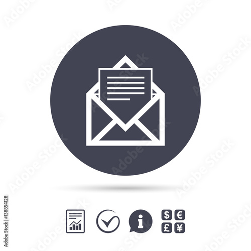 Mail icon. Envelope symbol. Message sign.