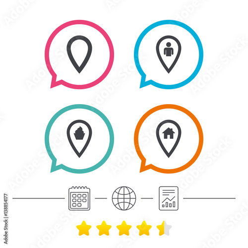 Free Download Map pointer icons. Home, food and user location. - GFXLoad