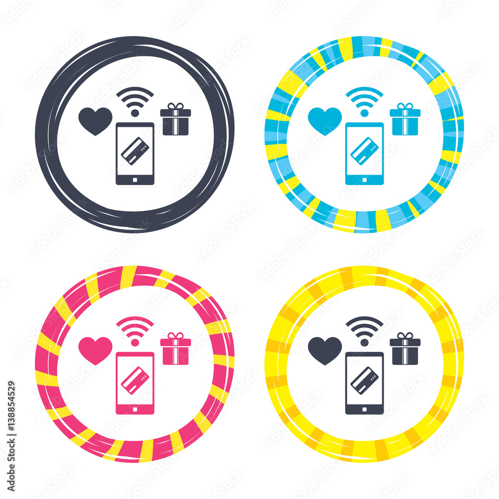 Mobile payments icon. Smartphone, credit card. Mobile payments icon. Smartphone, credit card.