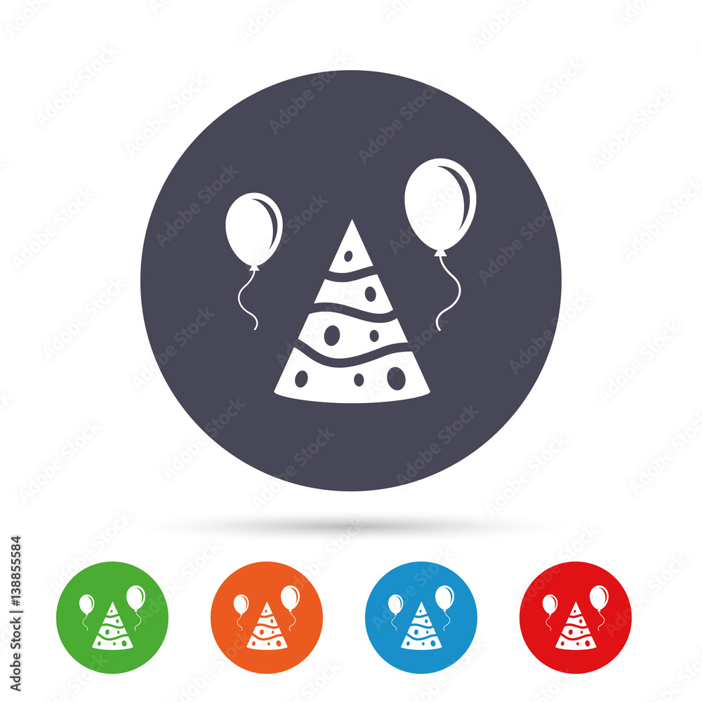 Party hat sign icon. Birthday celebration symbol. Party hat sign icon. Birthday celebration symbol.