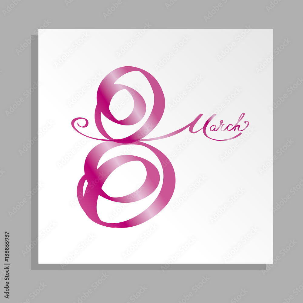 8 March International women's day greeting card calligraphy
