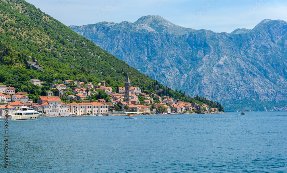 View of the City Perast from Kotor bay