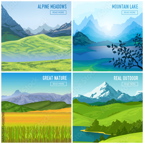 Fototapeta Naklejka Na Ścianę i Meble -  Mountain Landscape Compositions Set