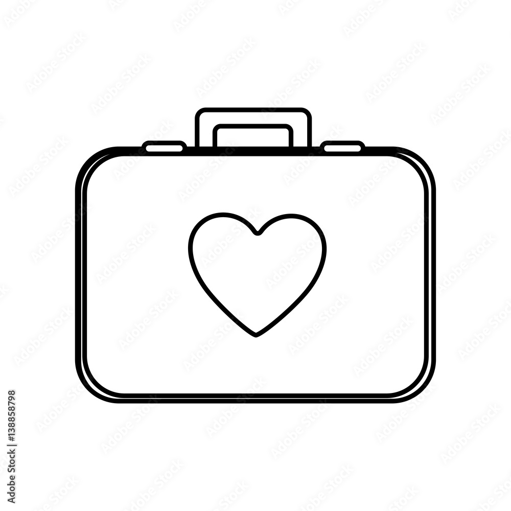 monochrome contour with suitcase with blood donation equipment vector illustration monochrome contour with suitcase with blood donation equipment vector illustration